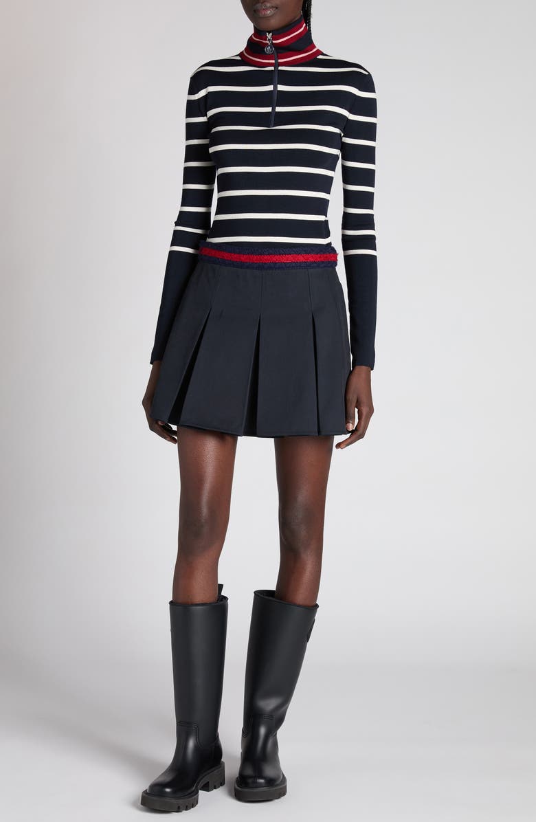 Moncler Stripe Virgin Wool Quarter Zip Pullover, Alternate, color, Stripe