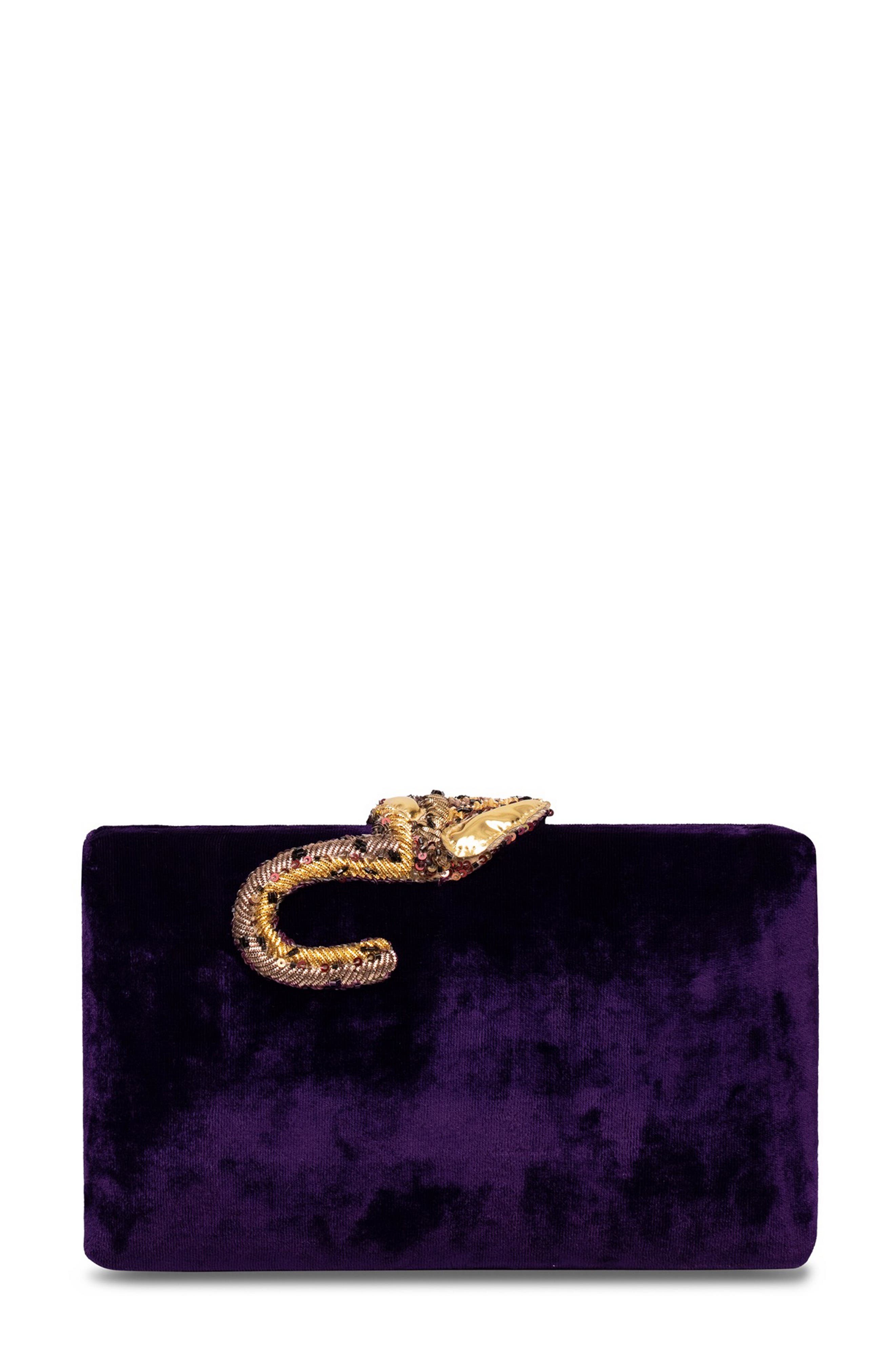 Simitri Velvet Rakaa Clutch, Alternate, color, 