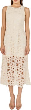 Endless Rose Pearl Floral Lace Midi Dress