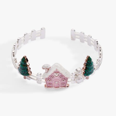 Pink Christmas Gingerbread House Cuff