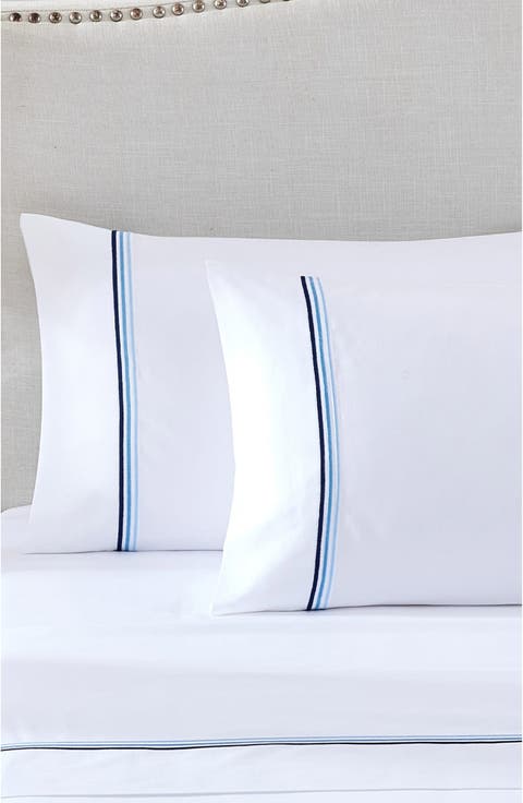 Egyptian Cotton Sateen Bratta Embroidery Triple Luxe Sateen 4-Piece Sheet Set