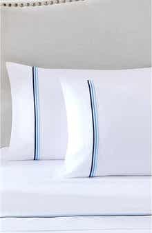 Egyptian Cotton Sateen Bratta Embroidery Triple Luxe Sateen 4-Piece Sheet Set