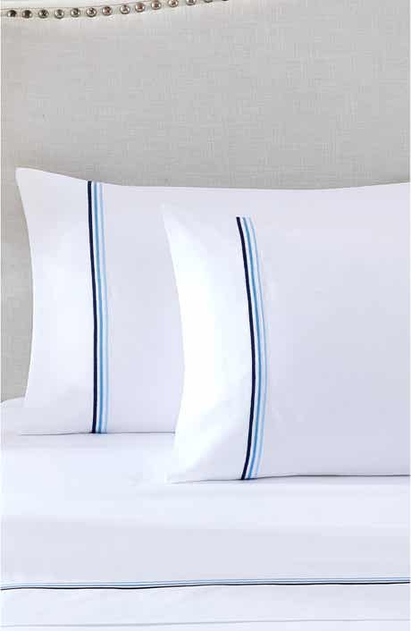 Egyptian Cotton Sateen Bratta Embroidery Triple Luxe Sateen 4-Piece Sheet Set