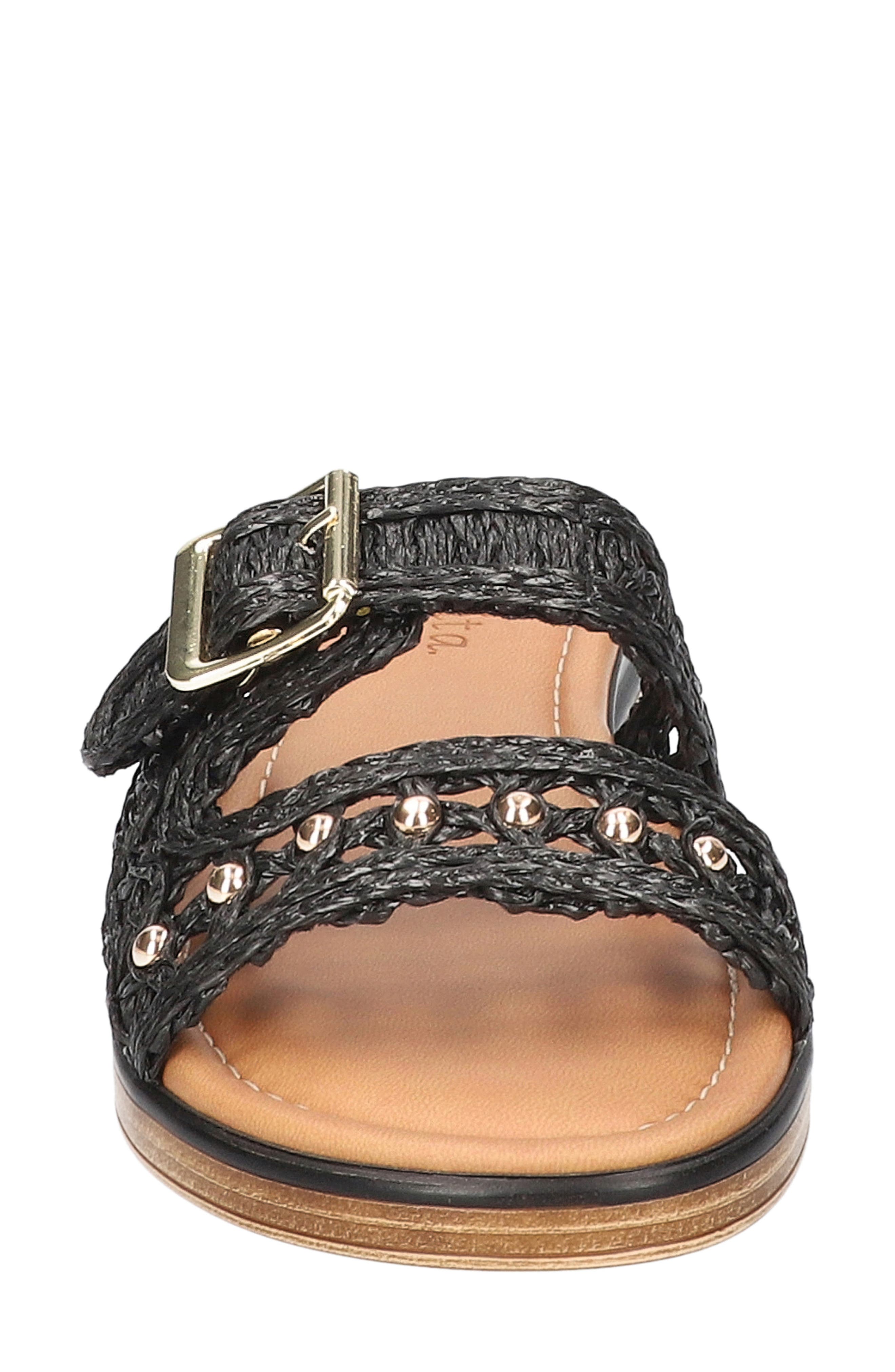 Bella Vita Bar-Italy Wedge Sandal, Alternate, color, Black Raffia