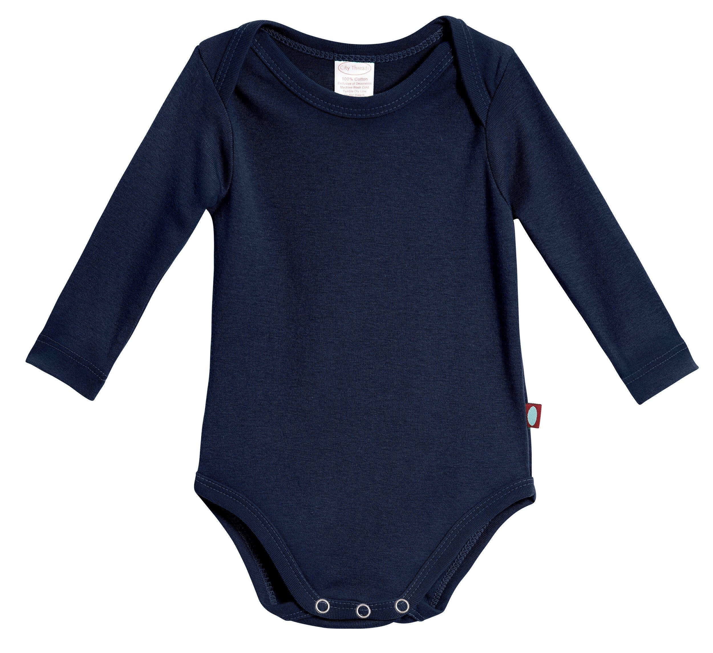 City Threads Babies'  Organic Cotton Super-soft Long Sleeve Bodysuit In Blue