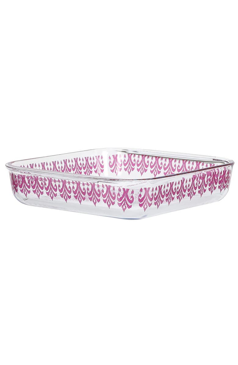 Spice By Tia Mowry 1.8 Quart Spicy Cloves Glass Square Baker, Alternate, color, Pink