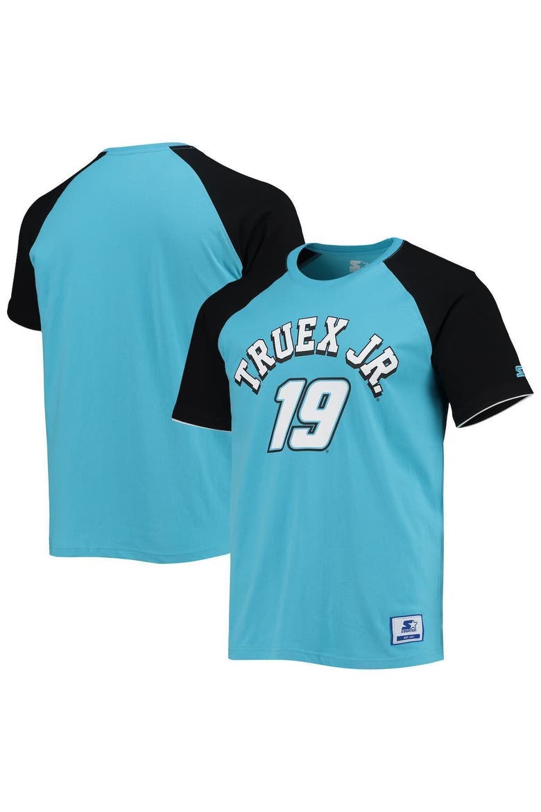 Men's Starter Blue/Black Martin Truex Jr The Catcher Raglan T-Shirt, Main, color, Blue