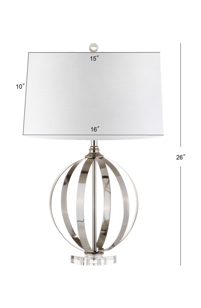 JONATHAN Y Logan 26" Metal Orb LED Table Lamp, Polished Nickel, Alternate, color, Polished Nickel/Clear