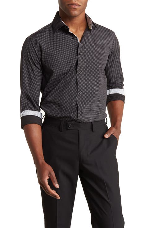 Slim Fit Performance Stretch Long Sleeve Button Front Shirt