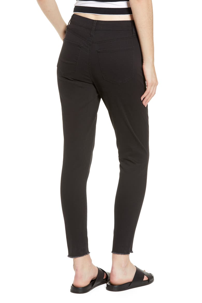 Fray Hem High Waist Jeggings, Alternate, color, BLACK WASH
