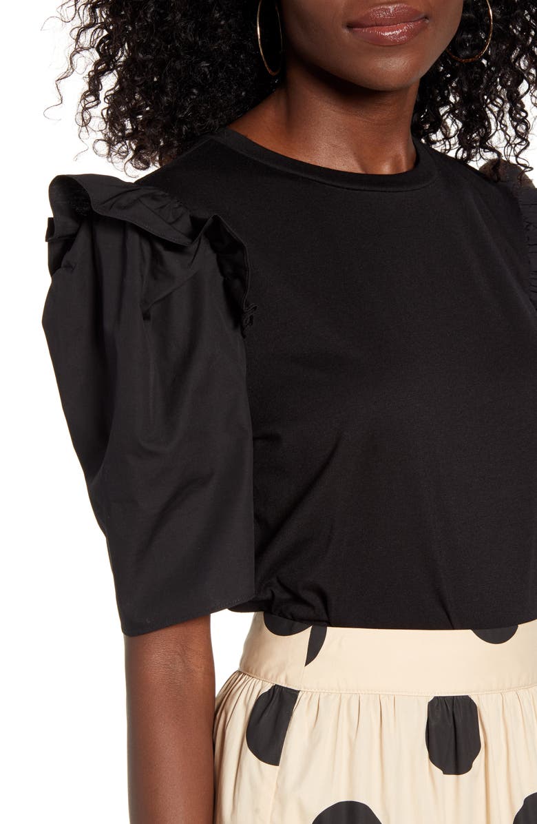 English Factory Mini Ruffle Puff Sleeve T-Shirt, Alternate, color, 