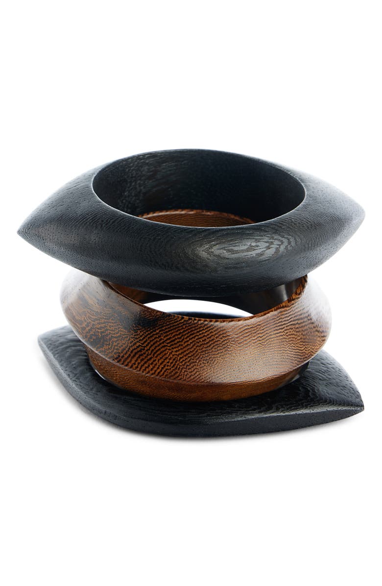 Isabel Marant Set of 3 Wood Eye Bangle Bracelets, Main, color, 