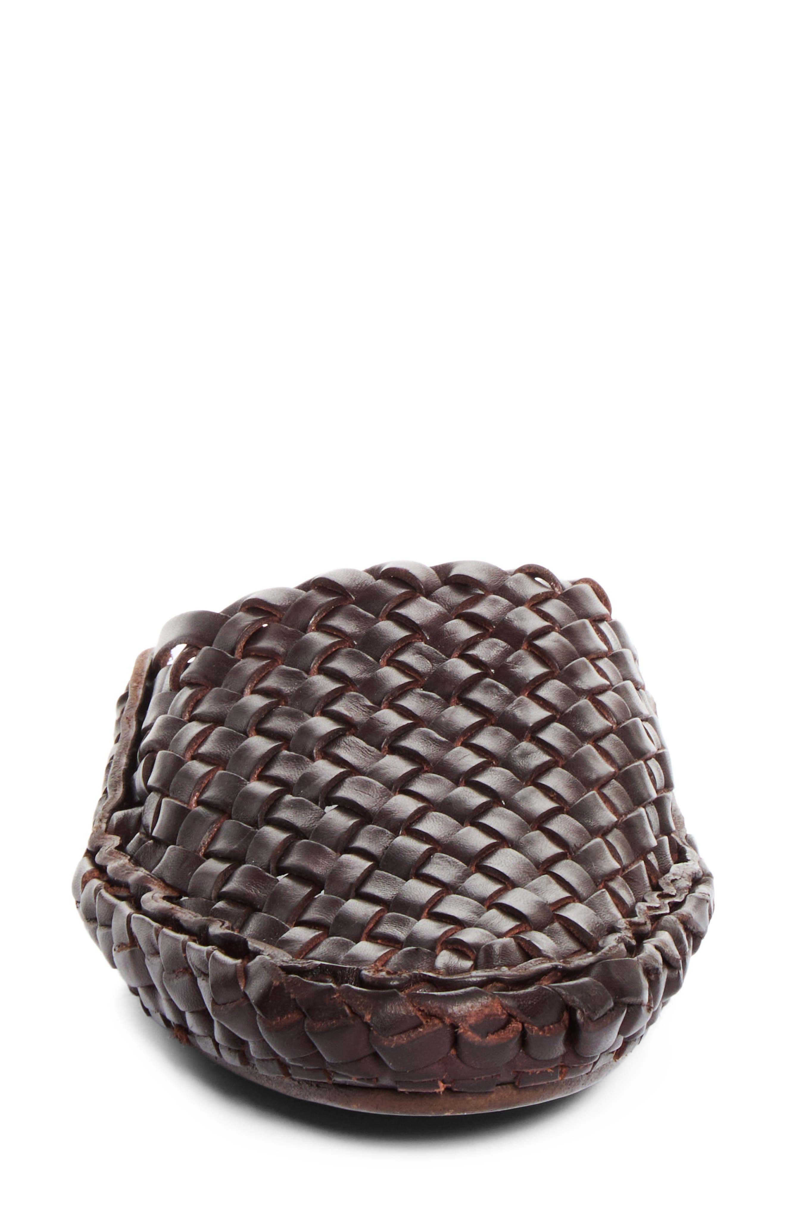 Woven Leather Flat Mule, Alternate, color, LACQUER BROWN