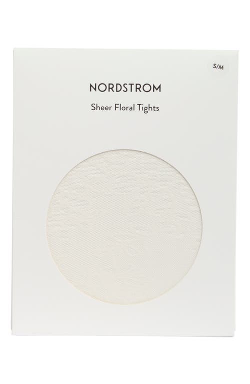 Nordstrom Sheer Floral Tights In White Opal