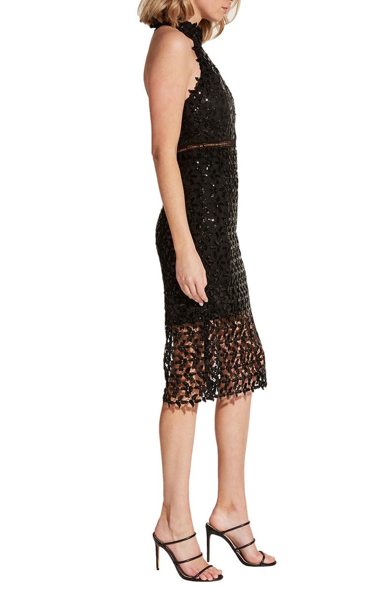 Bardot Bardo Sequin Leaf Halter Cocktail Dress, Alternate, color, 