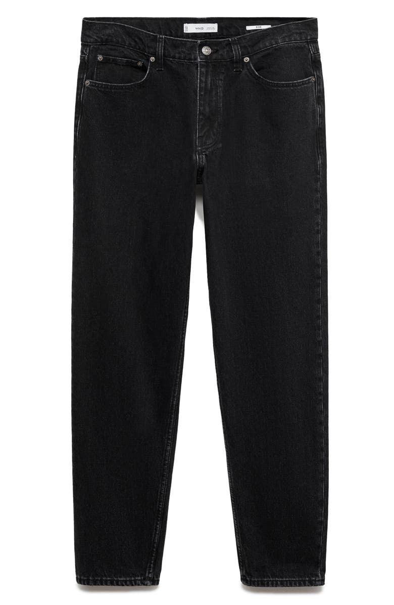 MANGO Bob Straight Leg Jeans, Alternate, color, Black Denim
