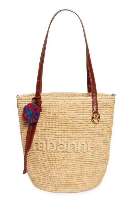 Rabanne Logo Raffia Tote