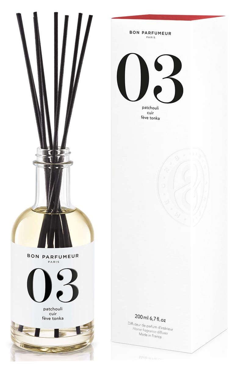 Bon Parfumeur 03 Patchouli Leather Tonka Bean Reed Diffuser, Alternate, color,