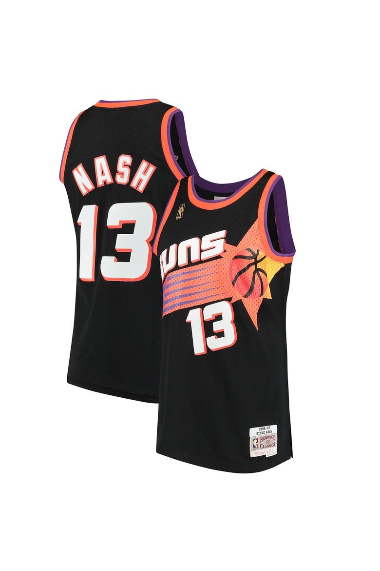 Men's Mitchell & Ness Steve Nash Black Phoenix Suns 1996/97 Hardwood Classics Swingman Jersey, Alternate, color, Black