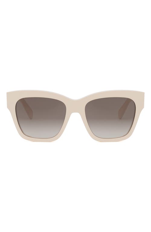 CELINE Triomphe 55mm Round Sunglasses in Ivory /Gradient Brown 