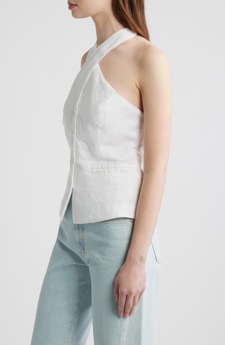 Reformation Tate Cross Neck Linen Top, Alternate, color, White