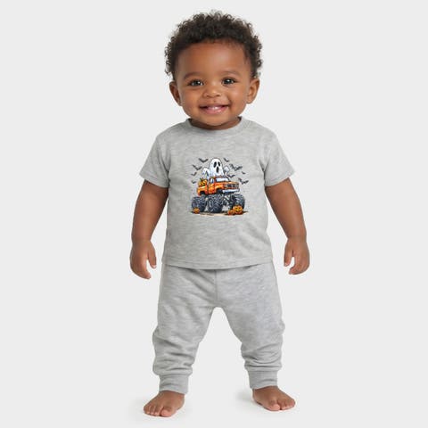 Monster Truck Ghost Infant Jogger Pant Crew Set