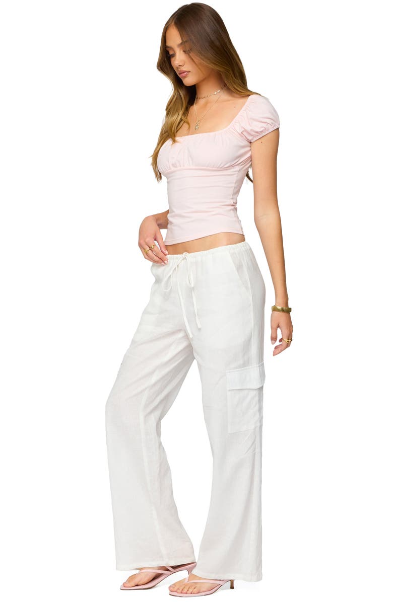 EDIKTED Oleana Gathered Bust Stretch Cotton Top, Alternate, color, Light-Pink