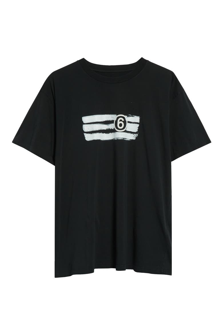 Painted Numeric Motif Graphic T-Shirt, Alternate, color, BLACK