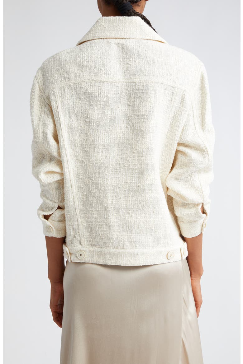 Slub Weave Cotton Blend Trucker Jacket, Alternate, color, IVORY
