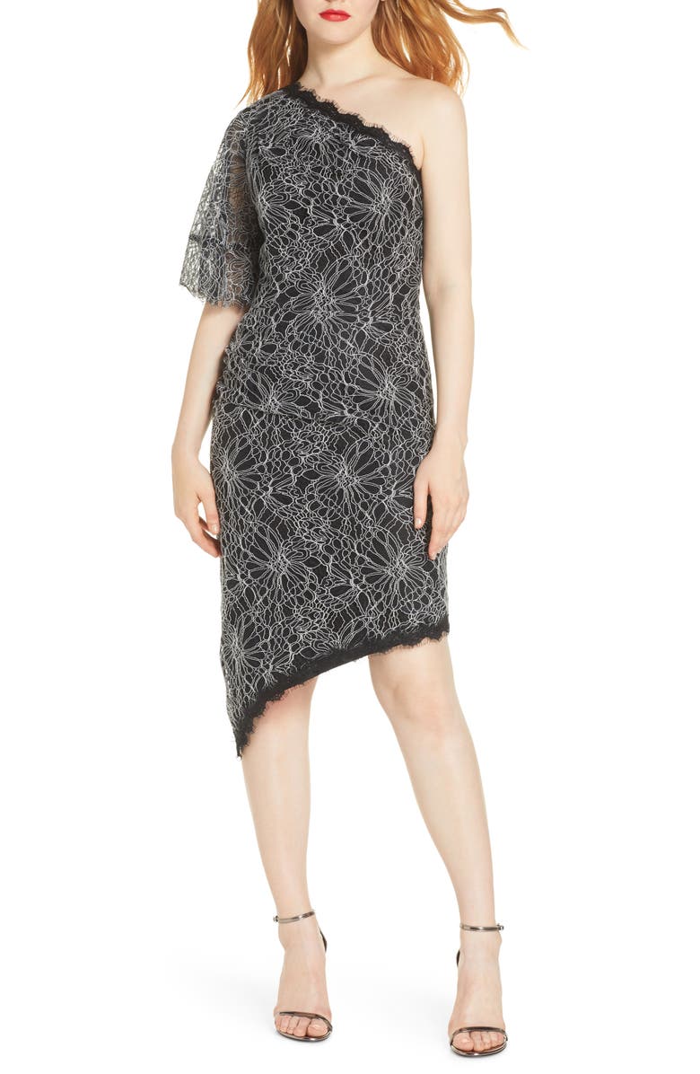 Harlyn One Shoulder Lace High/Low Cocktail Dress, Main, color,