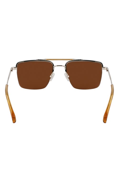 Paul Smith Landor 55mm Rectangular Sunglasses In Silver/caramel