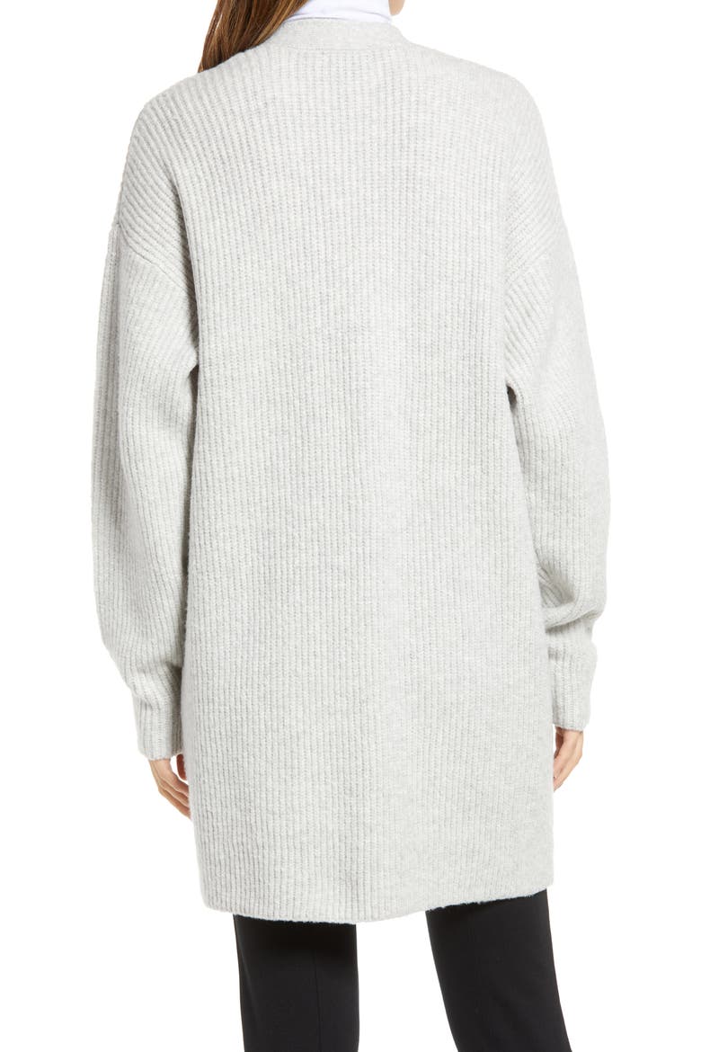 Open Front Long Cardigan, Alternate, color, GREY LIGHT HEATHER