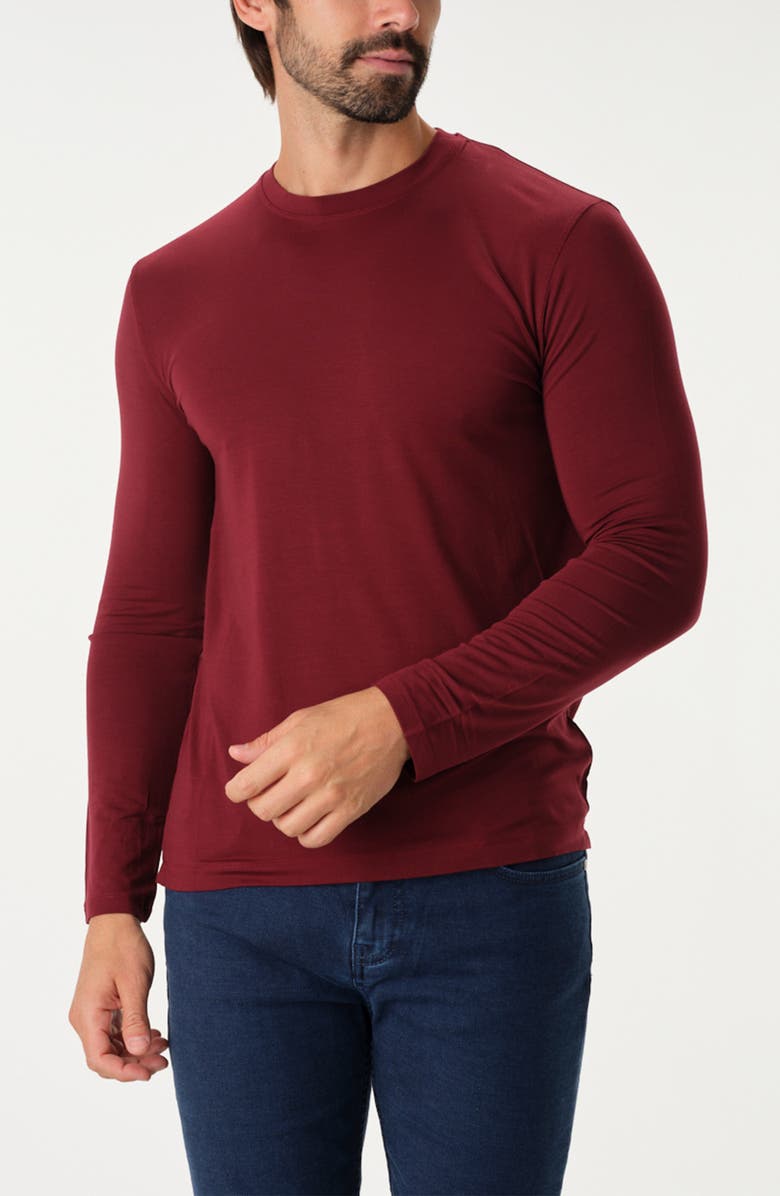 STUDIO GARNET LOS ANGELES Essential Stretch Long Sleeve T-Shirt, Alternate, color, Burgundy