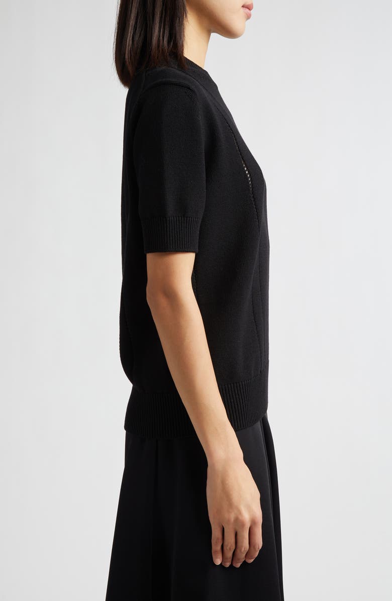 Jil Sander Pointelle Knit Wool & Cotton Sweater, Alternate, color, Black