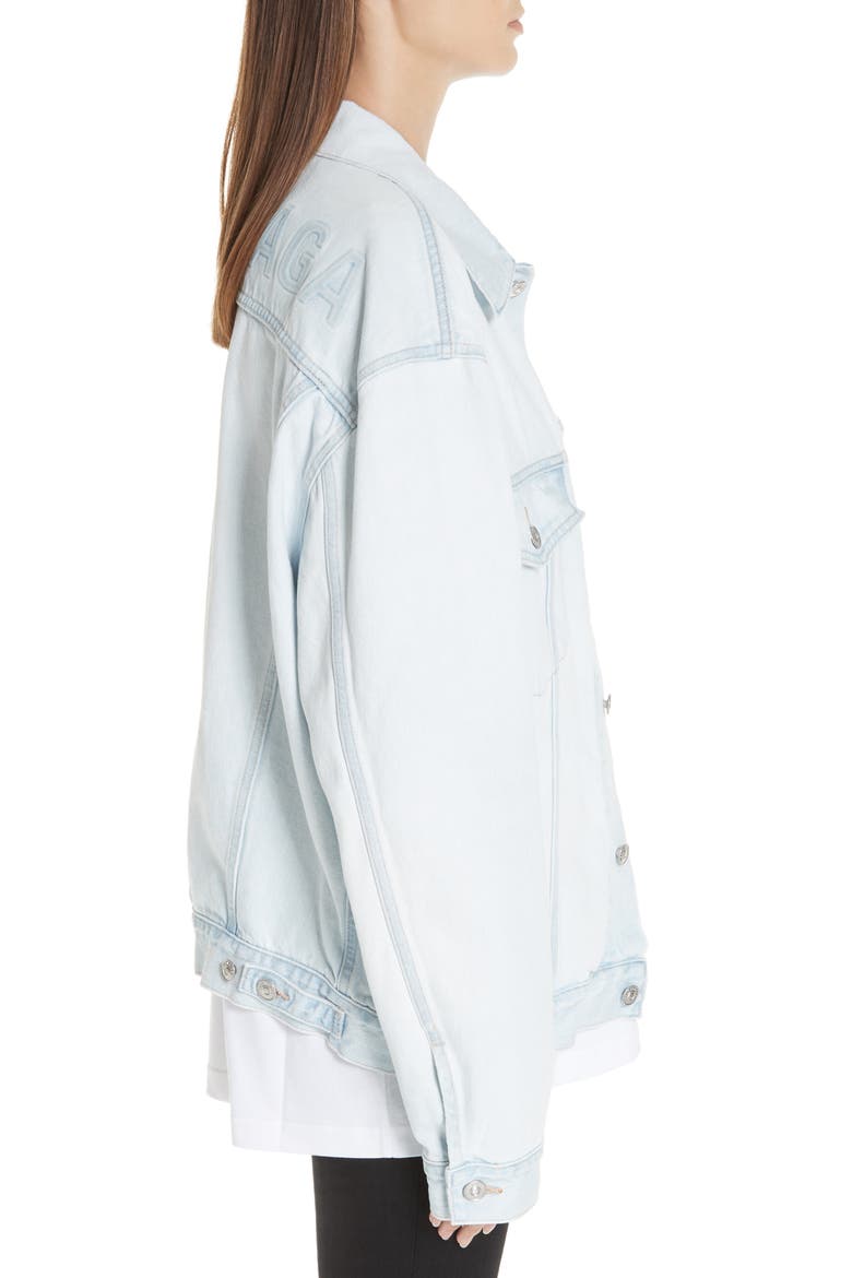 Embossed Back Logo Denim Jacket, Alternate, color, ICE WASH