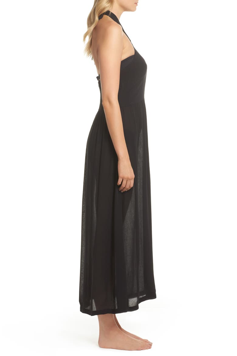 Midi Tie Back Cover-Up Dress, Alternate, color, BLACK