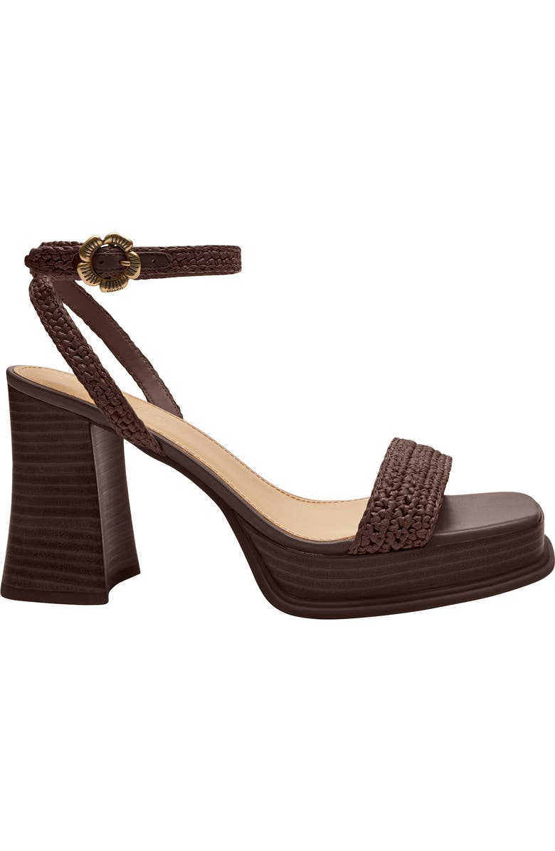 COACH Tea Rose Raffia Platform Ankle Strap Sandal, Alternate, color, Maple