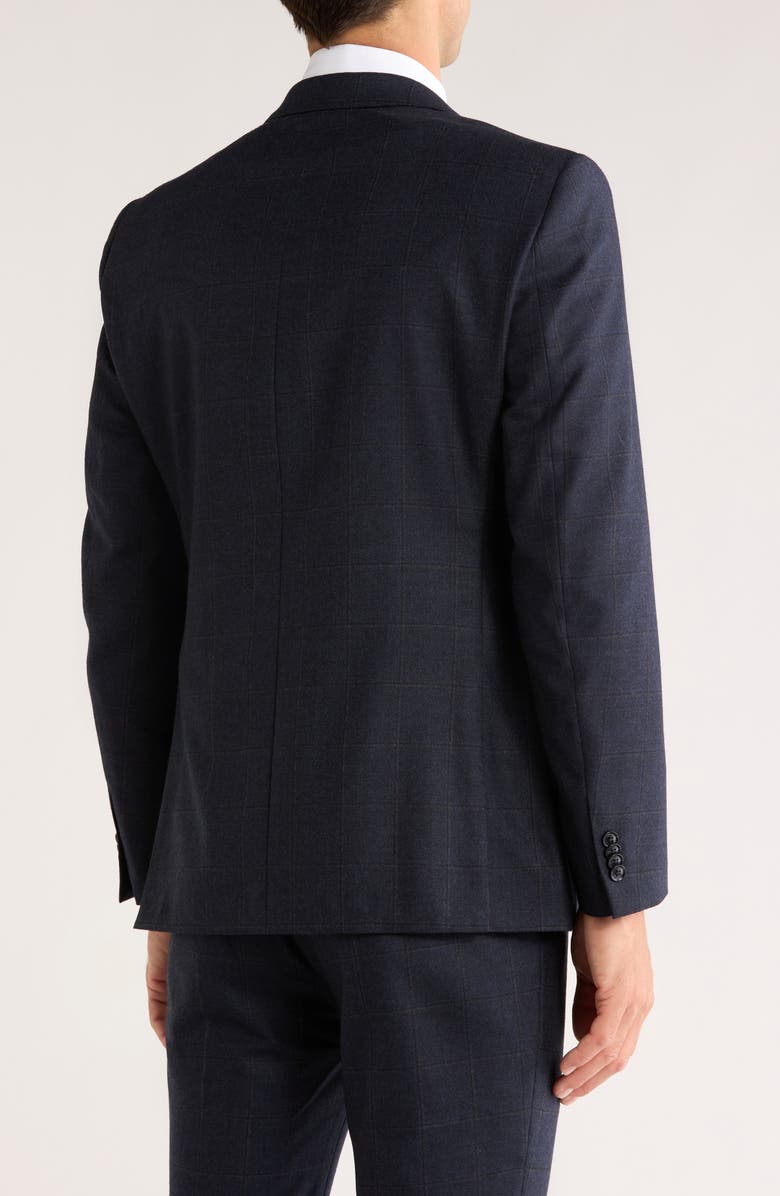 Tommy Hilfiger Plaid Two-Button Wool Sport Coat, Alternate, color, Navy Window