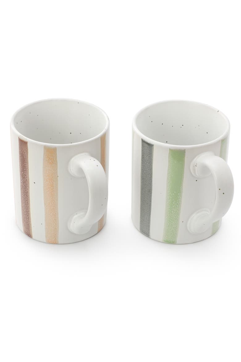 4 Piece 17 Ounce Handpainted Stoneware Mug Set, Alternate, color, White