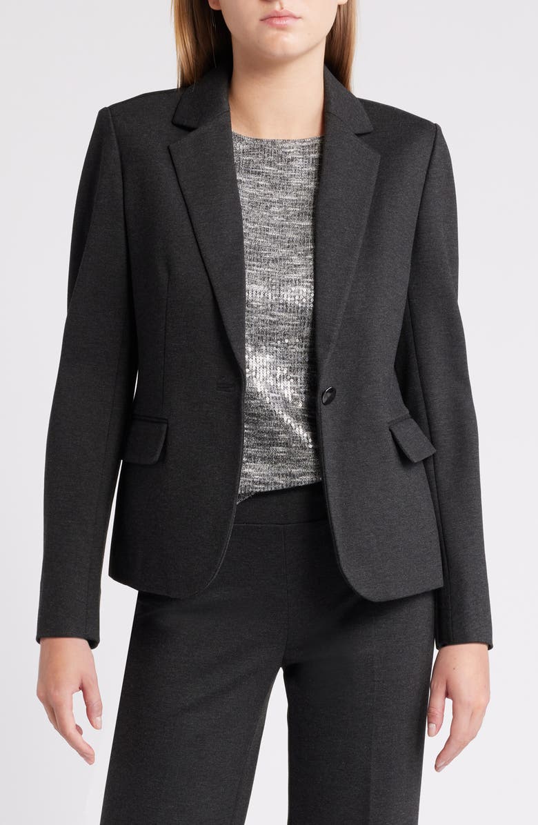 Anne Klein Compression Knit One-Button Blazer, Main, color,