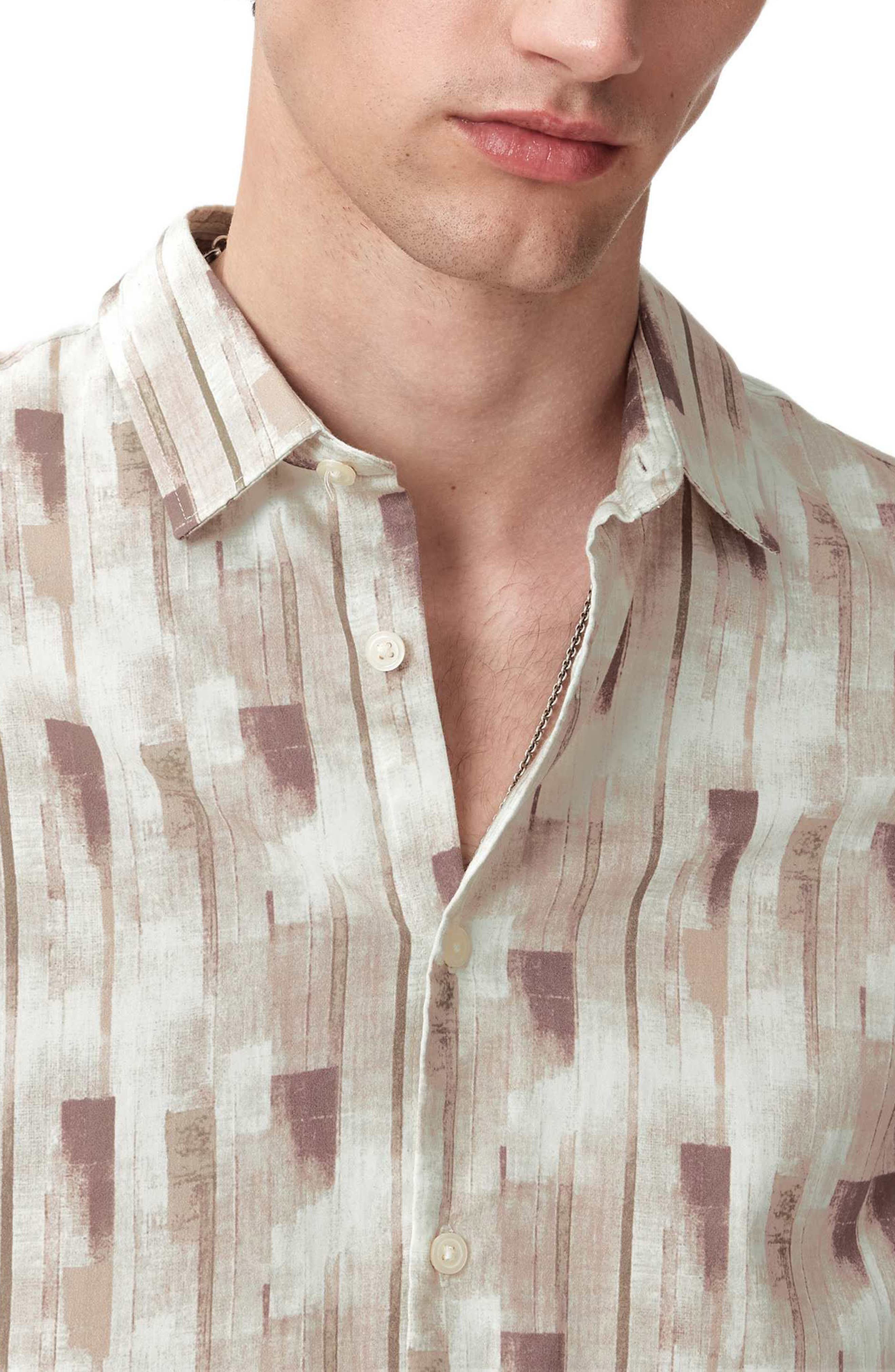 Sean Stripe Cotton Short Sleeve Button-Up Shirt - image 2
