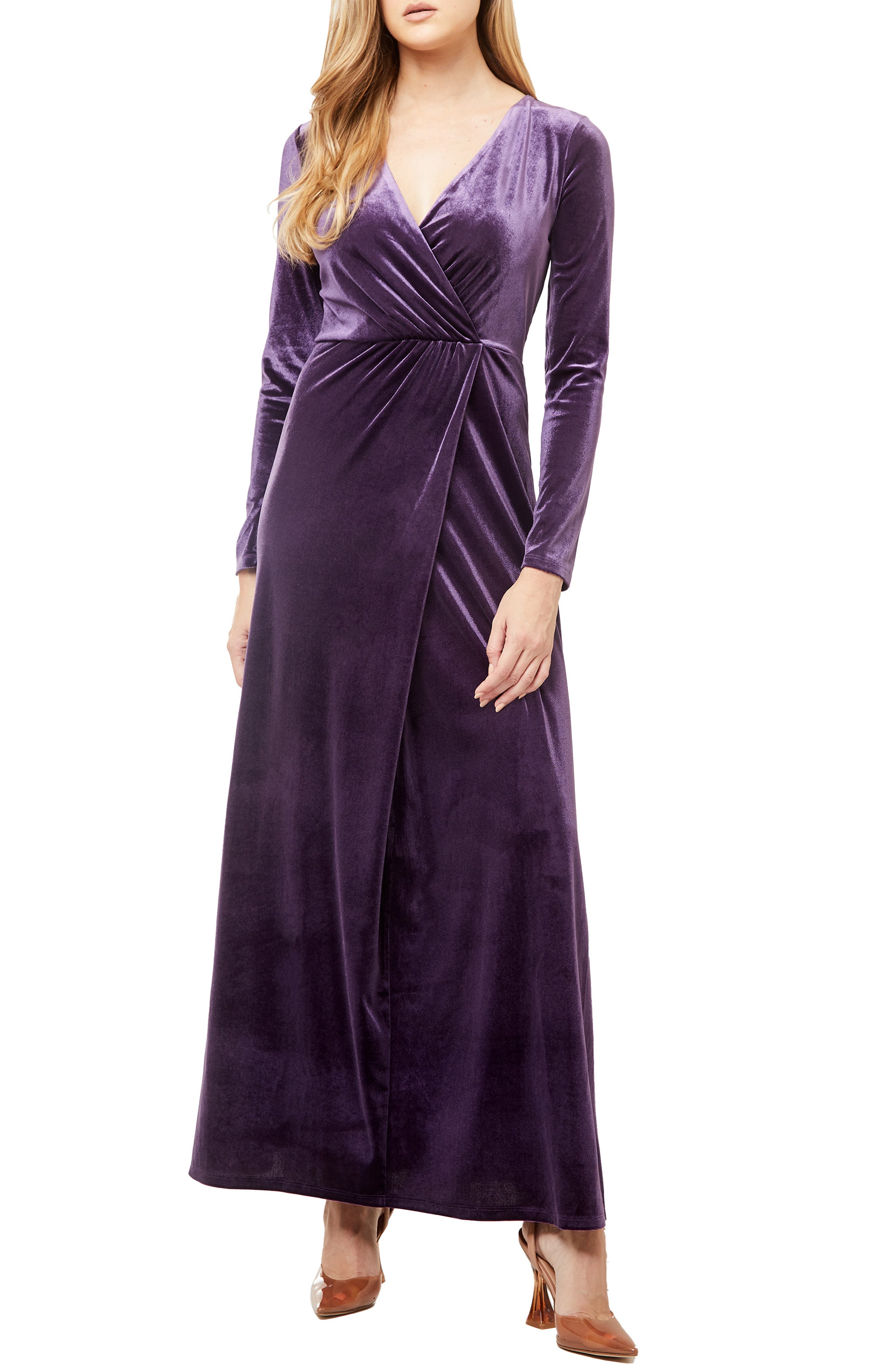 Love By Design Long Sleeve Velvet Maxi Dress