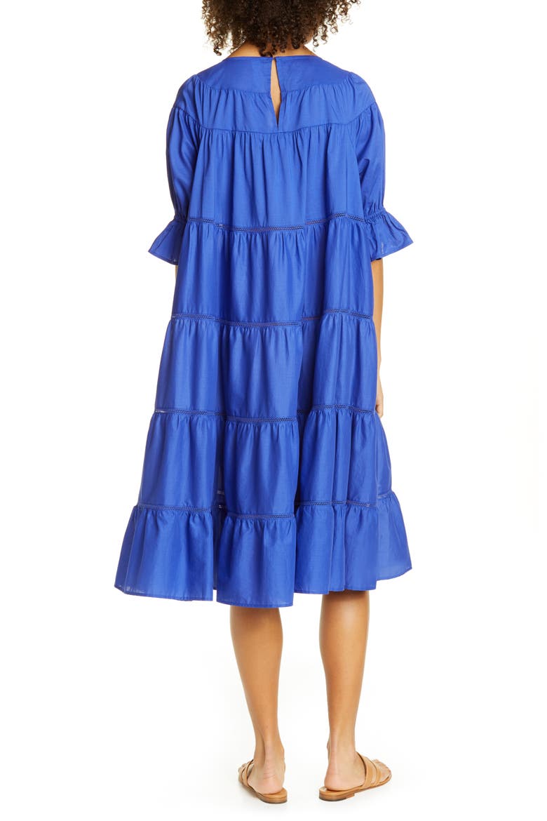 Paradis Open Tier Cotton Midi Dress (Nordstrom Exclusive), Alternate, color, LAPIS