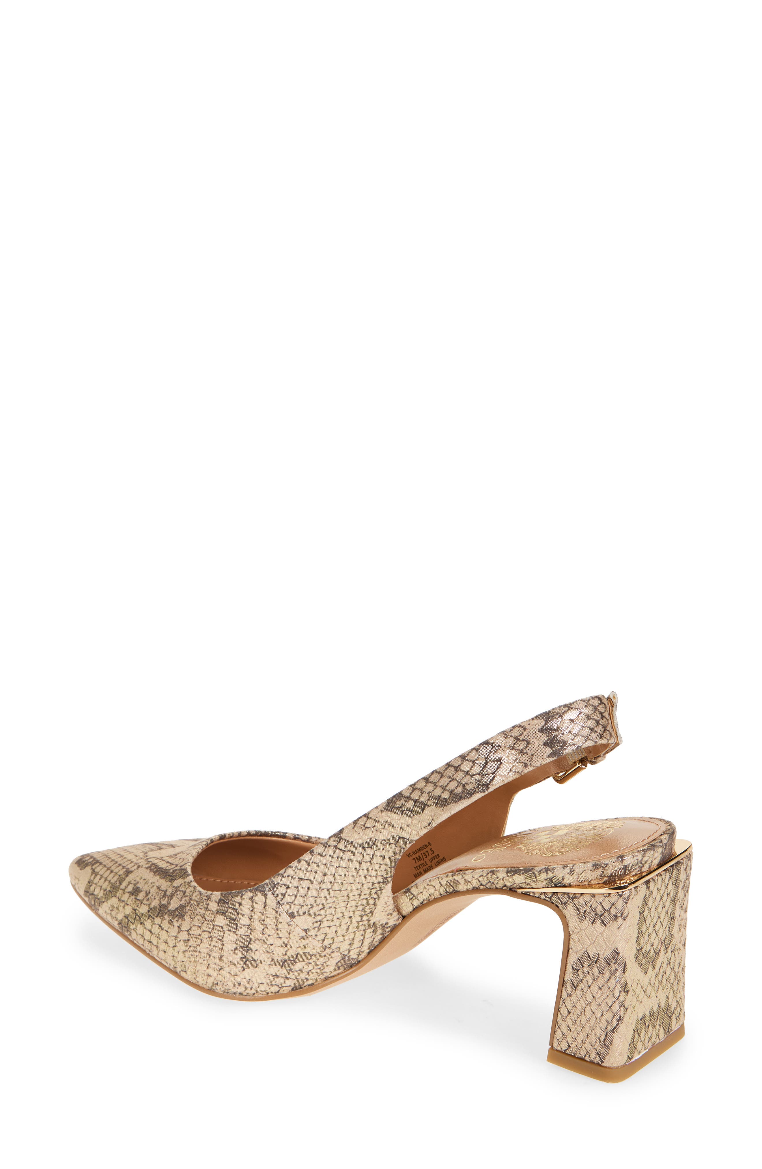 Vince Camuto Hamden Pointed Toe Slingback Pump, Alternate, color, Natural Gold Snake
