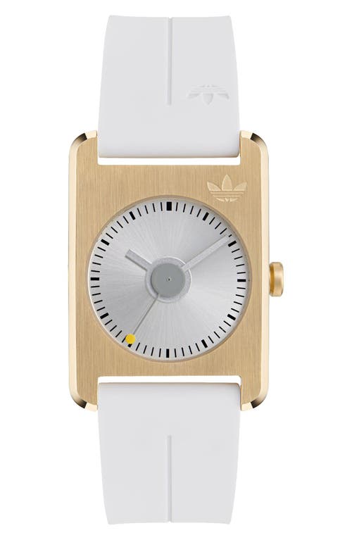 Adidas Originals Adidas Rectangular Dial Silicone Strap Watch, 31mm In White