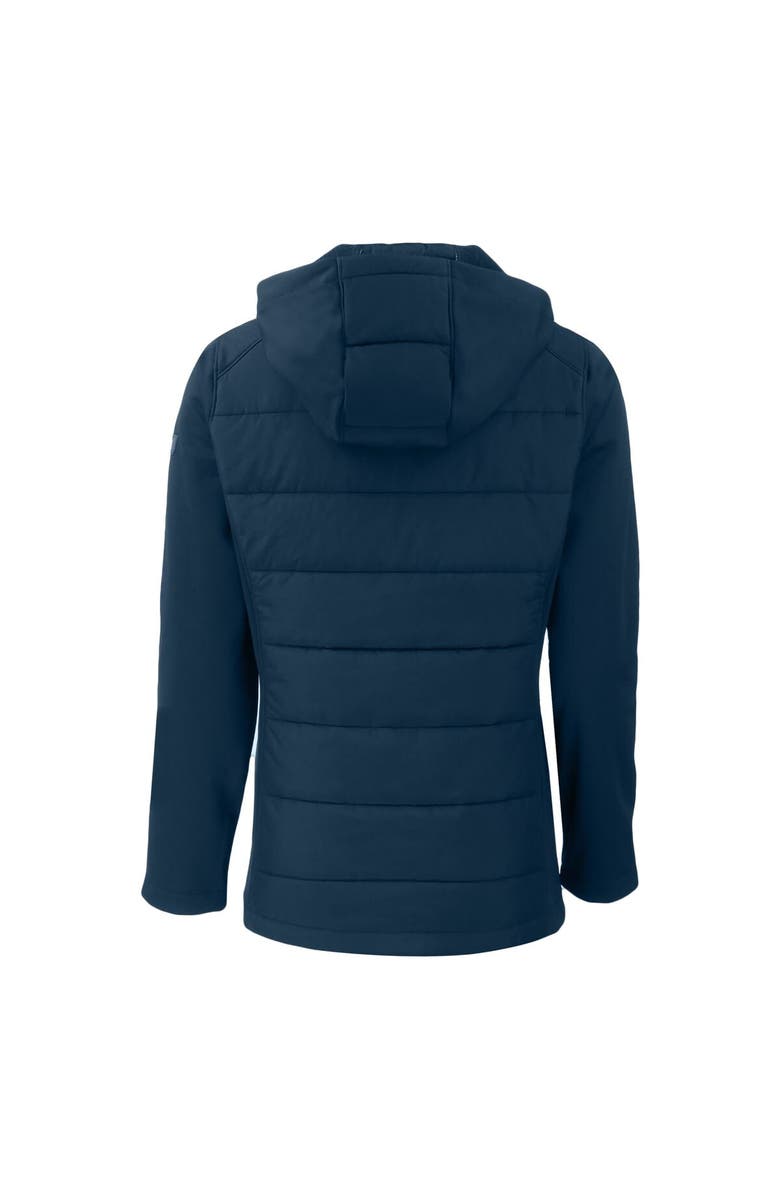 Cutter & Buck Women's Cutter & Buck  Navy Cleveland Guardians Evoke Hybrid Eco Softshell Recycled Full-Zip Hoodie Jacket, Alternate, color, 