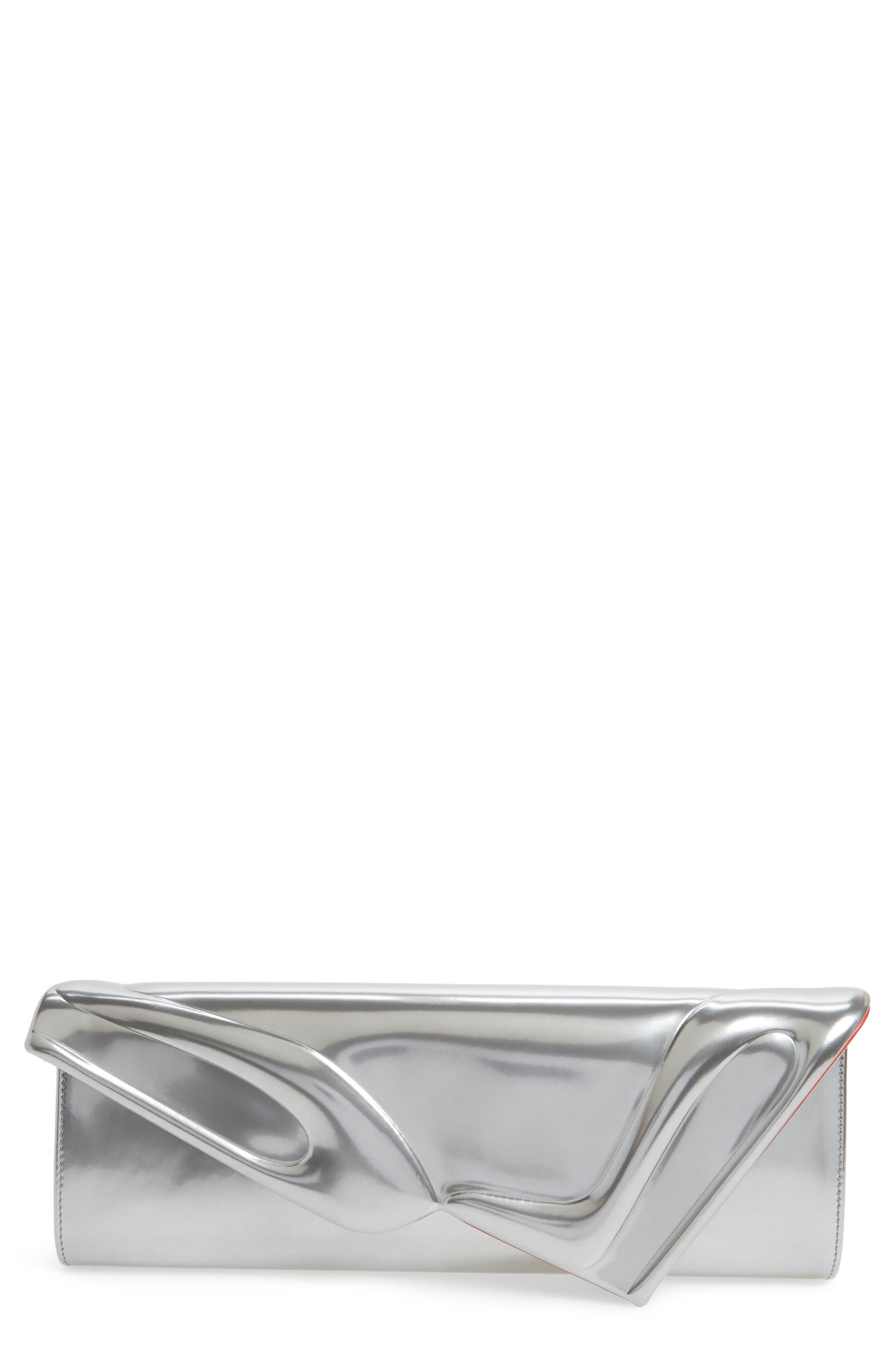 Christian Louboutin So Kate Metallic Leather Clutch, Main, color, 