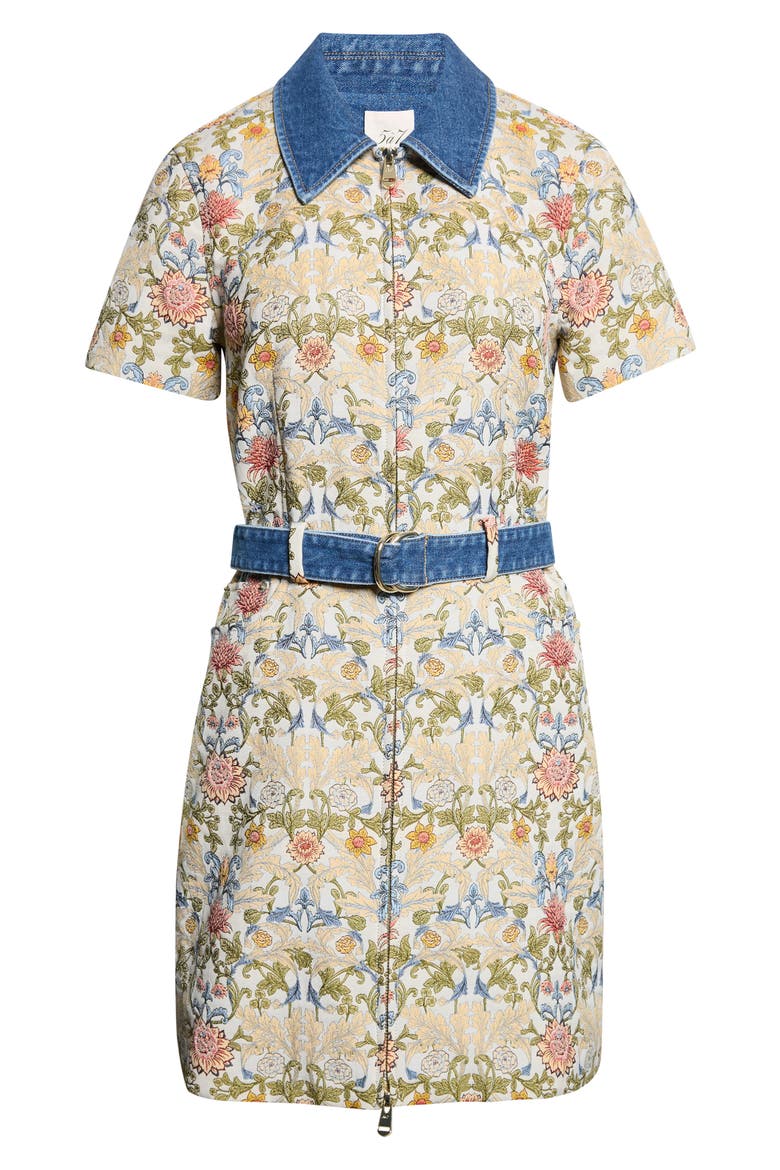 Bea Floral Zip Front Minidress, Alternate, color, CREAM MULTI