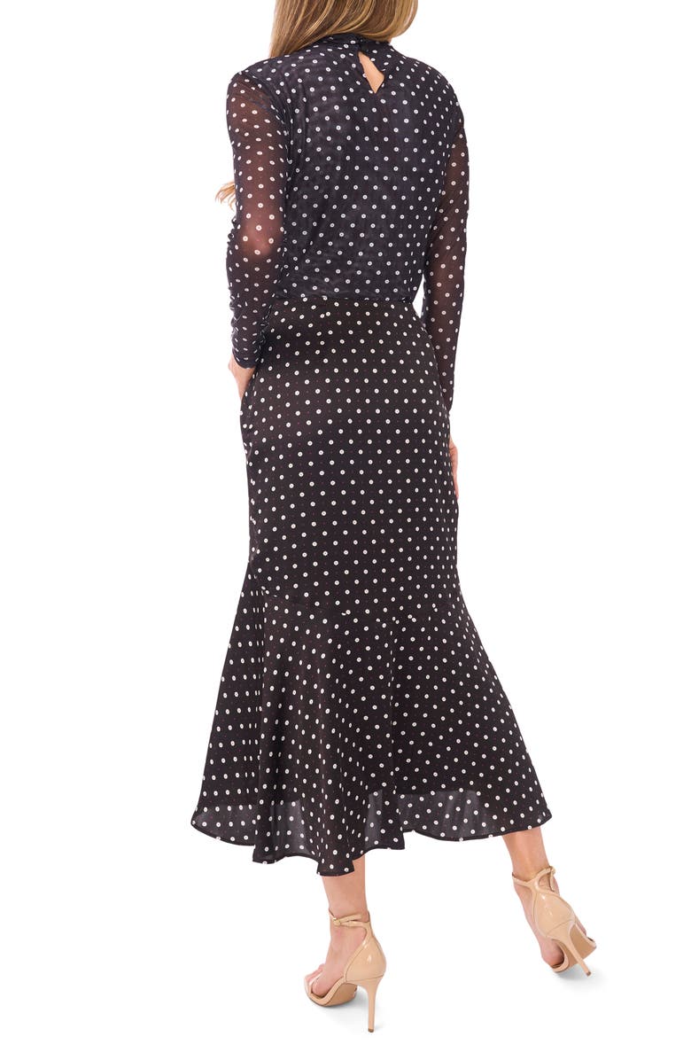 CeCe Long Sleeve Mesh Turtleneck, Alternate, color, Rich Black