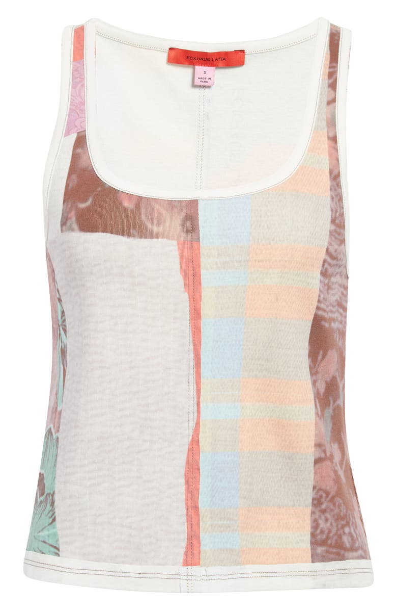 Eckhaus Latta Patch Print Lapped Cotton Jersey Tank, Alternate, color,
